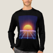 Synthwave Sunset Fox – Retro Futurism Art Tri-Blend Shirt (Voorkant volledig)