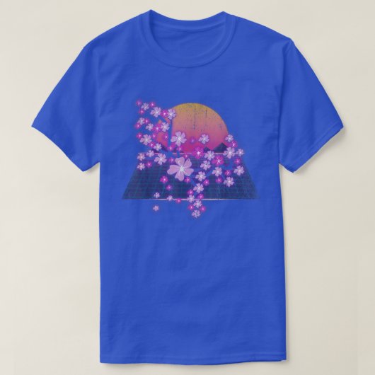 Synthwave Sunset Sakura Flower 90 s Vaporwave Cher T-shirt (Design voorkant)
