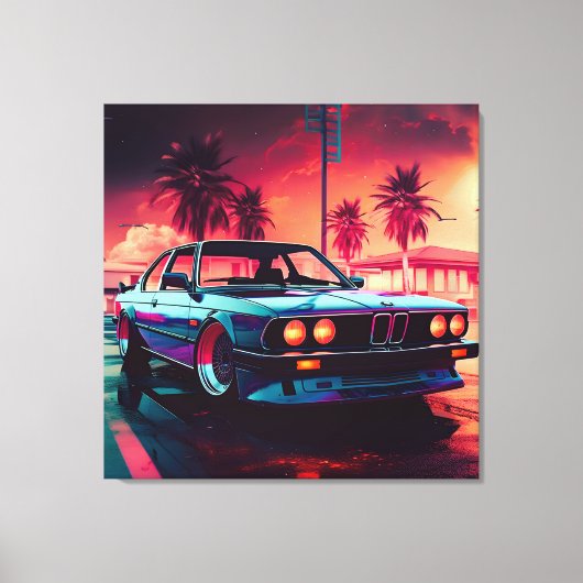 Synthwave Trends - BMW Classics AI-Generated Art - Canvas Afdruk (Voorkant)