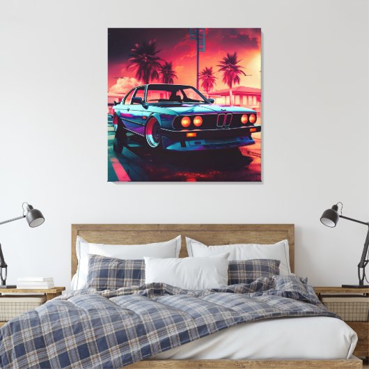 Synthwave Trends - BMW Classics AI-Generated Art - Canvas Afdruk (Insitu (Slaapkamer))