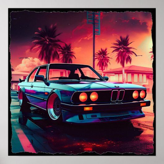 Synthwave Trends - BMW Classics AI-Generated Art - Poster (Voorkant)
