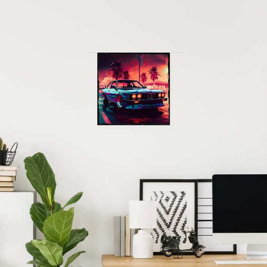 Synthwave Trends - BMW Classics AI-Generated Art - Poster (Thuiskantoor)