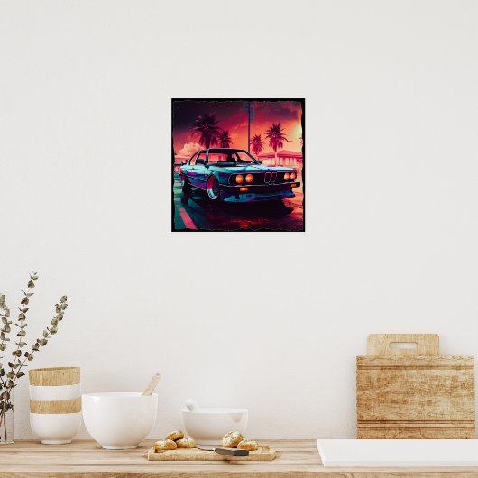 Synthwave Trends - BMW Classics AI-Generated Art - Poster (Keuken)