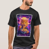 Synthwave UFO-kat eet Ramen Cyberpunk Scienceficti T-shirt (Voorkant)