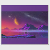 synthwave vaporwave cyberpunk retro kleuren groot cadeaupapier (Vlak)