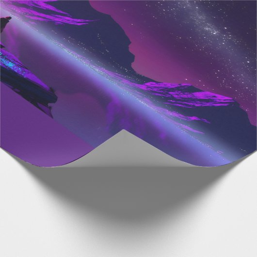 synthwave vaporwave cyberpunk retro kleuren groot cadeaupapier (Hoek)