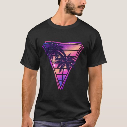 Synthwave vaporwave driehoek palmbomen gradiënt â t-shirt (Voorkant)