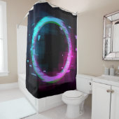 Synthwave Vaporwave Retrowave Glitch Circle with b Douchegordijn (In situ)