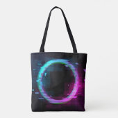 Synthwave Vaporwave Retrowave Glitch Circle with b Tote Bag (Achterkant)