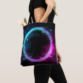 Synthwave Vaporwave Retrowave Glitch Circle with b Tote Bag (Dichtbij)