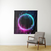Synthwave Vaporwave Retrowave Glitch Circle with b Wandkleed (In Situ (horizontaal))