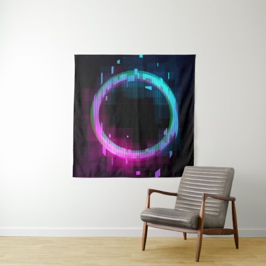 Synthwave Vaporwave Retrowave Glitch Circle with b Wandkleed (In Situ (horizontaal))