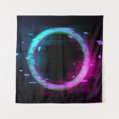 Synthwave Vaporwave Retrowave Glitch Circle with b Wandkleed (Voorkant)