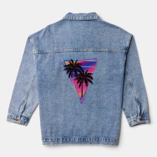 Synthwave vloed driehoek palm Trediënt u Denim Jacket