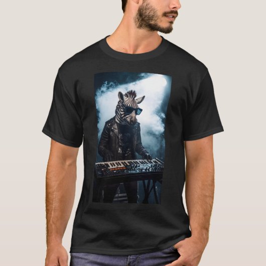 Synthwave Zebra Toetsenist T-Shirt (Voorkant)