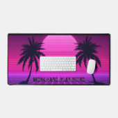 Synthwave Zonsondergang Retro 80s Esthetiek Groot Bureaumat (Keyboard & Muis)
