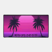 Synthwave Zonsondergang Retro 80s Esthetiek Groot Bureaumat (Voorkant)