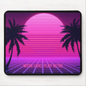 Synthwave Zonsondergang Retro 80s Esthetiek Groot  Muismat (Voorkant)