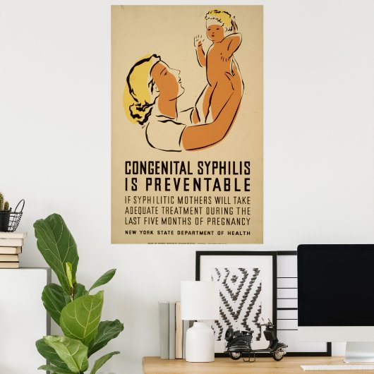 Syphilis is Preventable  1939 WPA Gezondheid Poster (Thuiskantoor)