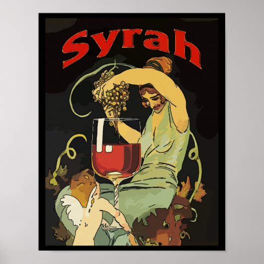 Syra-druiven, wijn poster (Voorkant)