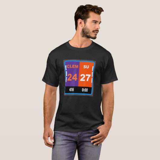 Syracuse Fan Scorebord Football Clemson SC T-shirt (Voorkant volledig)