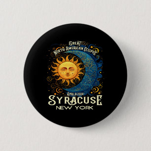 Syracuse New York 2024 totale zonsverduistering Ce Ronde Button 5,7 Cm