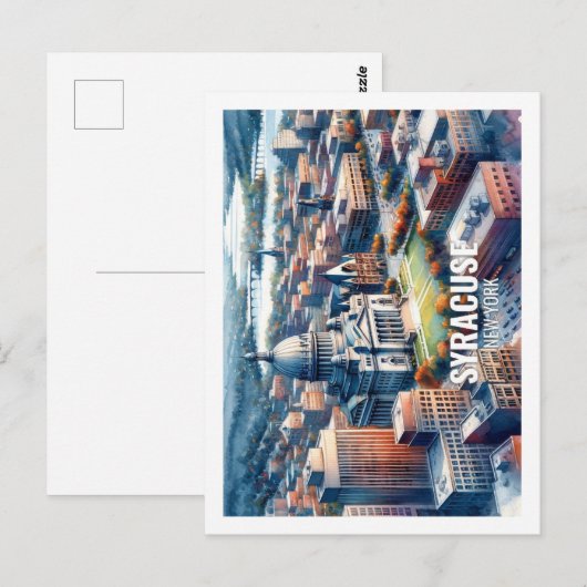 Syracuse New York Famous Travel Place Waterverf Briefkaart (Voorkant / Achterkant)