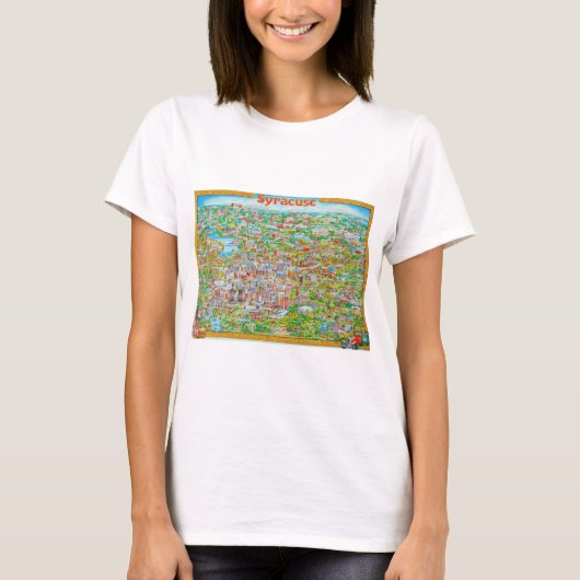 Syracuse New York Map T-shirt (Voorkant)