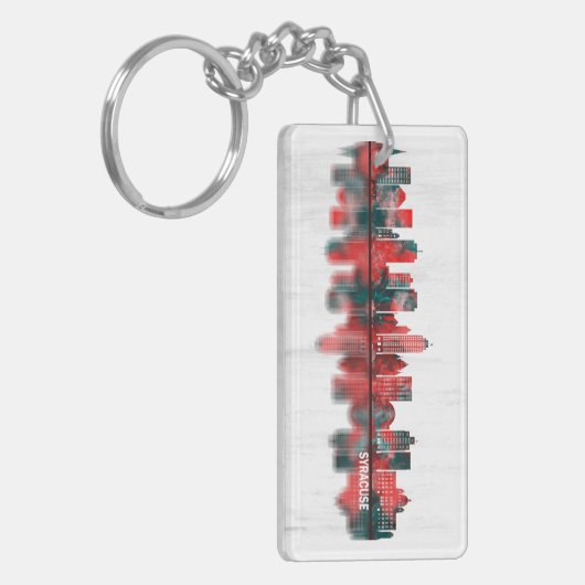 Syracuse New York Skyline Sleutelhanger (Voorkant Links)