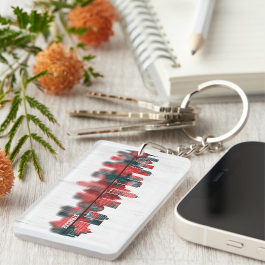 Syracuse New York Skyline Sleutelhanger (Voorkant Rechts)