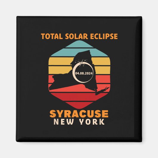  Syracuse New York Totale Zonsverduistering 2024 Magneet (Voorkant)