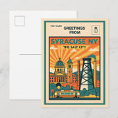 Syracuse NY De Zoutstad Retro Briefkaart (Voorkant / Achterkant)