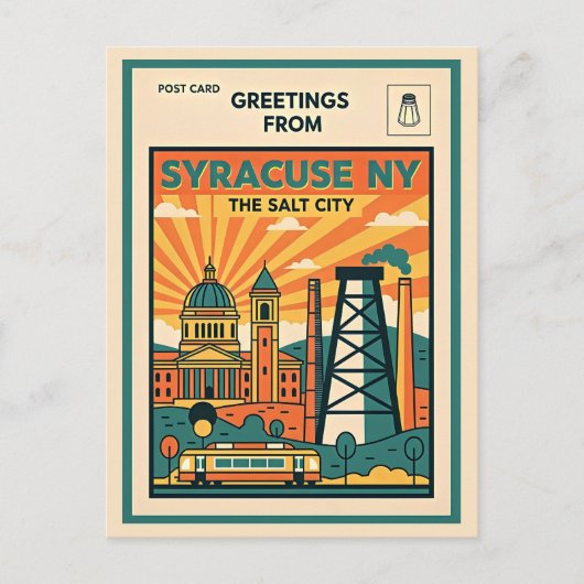 Syracuse NY De Zoutstad Retro Briefkaart (Voorkant)