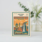 Syracuse NY De Zoutstad Retro Briefkaart (Staand voorkant)