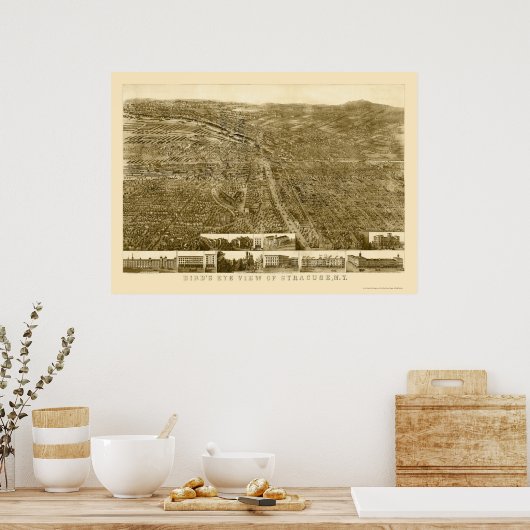 Syracuse, NY Panoramic Map - 1868 Poster (Keuken)