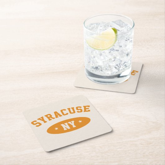 Syracuse, NY Retro Athletic-Style Paper Coasters Kartonnen Onderzetters (Insitu)