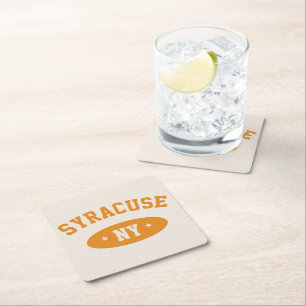 Syracuse, NY Retro Atletische Stijl Papieren Onder Kartonnen Onderzetters