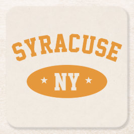 Syracuse, NY Retro Atletische Stijl Papieren Onder Kartonnen Onderzetters