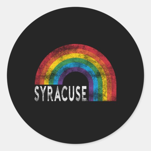 Syracuse Oranje Pride Rainbow Ronde Sticker (Voorkant)