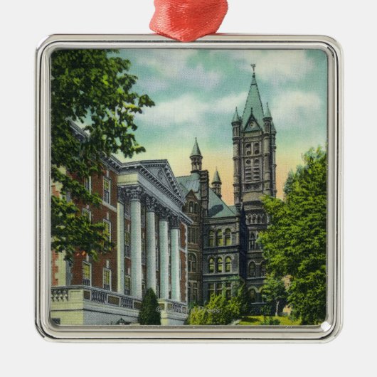 Syracuse U Campus-Uitzicht met Crouse College Metalen Ornament (Voorkant)