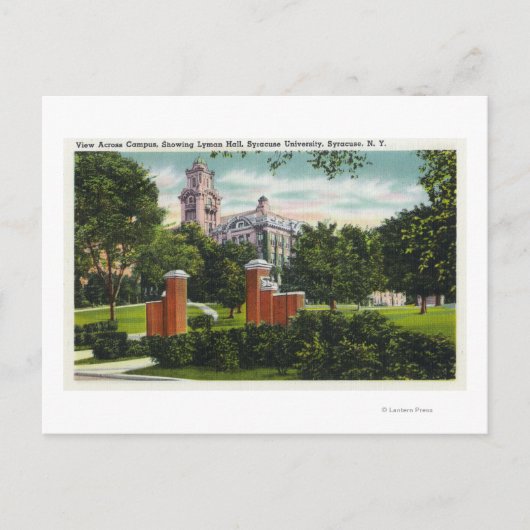 Syracuse U Campus Uitzicht met Lyman Hall Briefkaart (Voorkant)