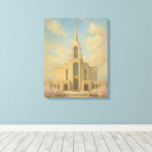 Syracuse Utah Temple Painting™ LDS Muurschildering Canvas Afdruk (Insitu (Houten vloer))