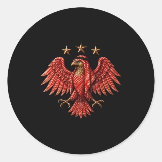 Syria Red Traditional Syrian Keffiyeh Eagle  Ronde Sticker (Voorkant)