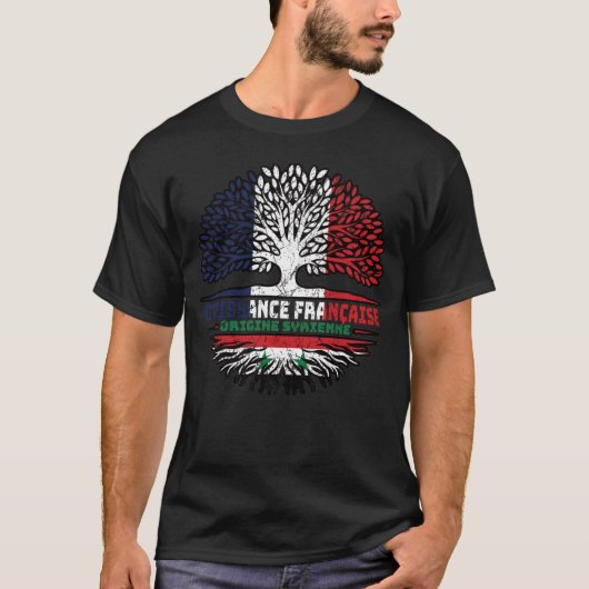 Syrian French France Tree Roots Flag T-shirt (Voorkant)