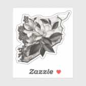 Syrië (Bloemen Kaart) Botanisch Ontwerp خريطةسور ي Sticker (Vel)
