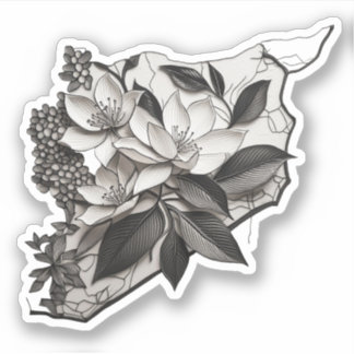 Syrië (Bloemen Kaart) Botanisch Ontwerp خريطةسور ي Sticker