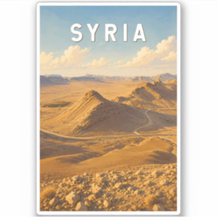 Syrië Illustratie Reis Kunst Vintage Sticker