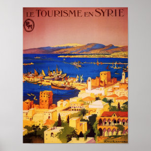 SYRIË LIBANON OCEAN TOURISM VINTAGE TRAVEL POSTER