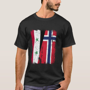 Syrië Noorwegen Halve Vlag Syrische Noorse Afkomst T-shirt