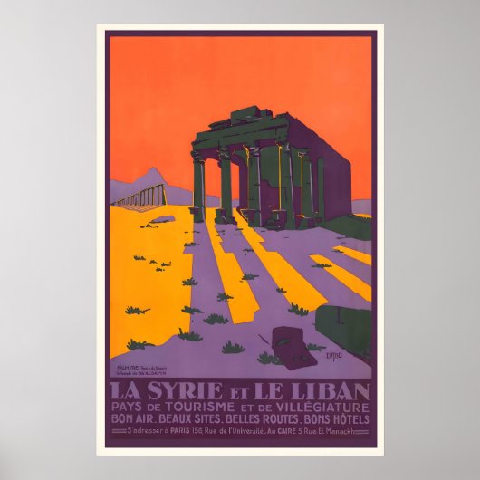 Syrië Palmyra Libanon Vintage Reisposter Print (Voorkant)